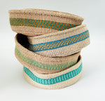 Sisal Bread Basket - Turquoise & Greens