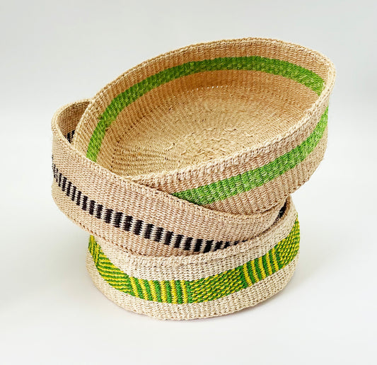 Sisal Bread Basket - Turquoise & Greens