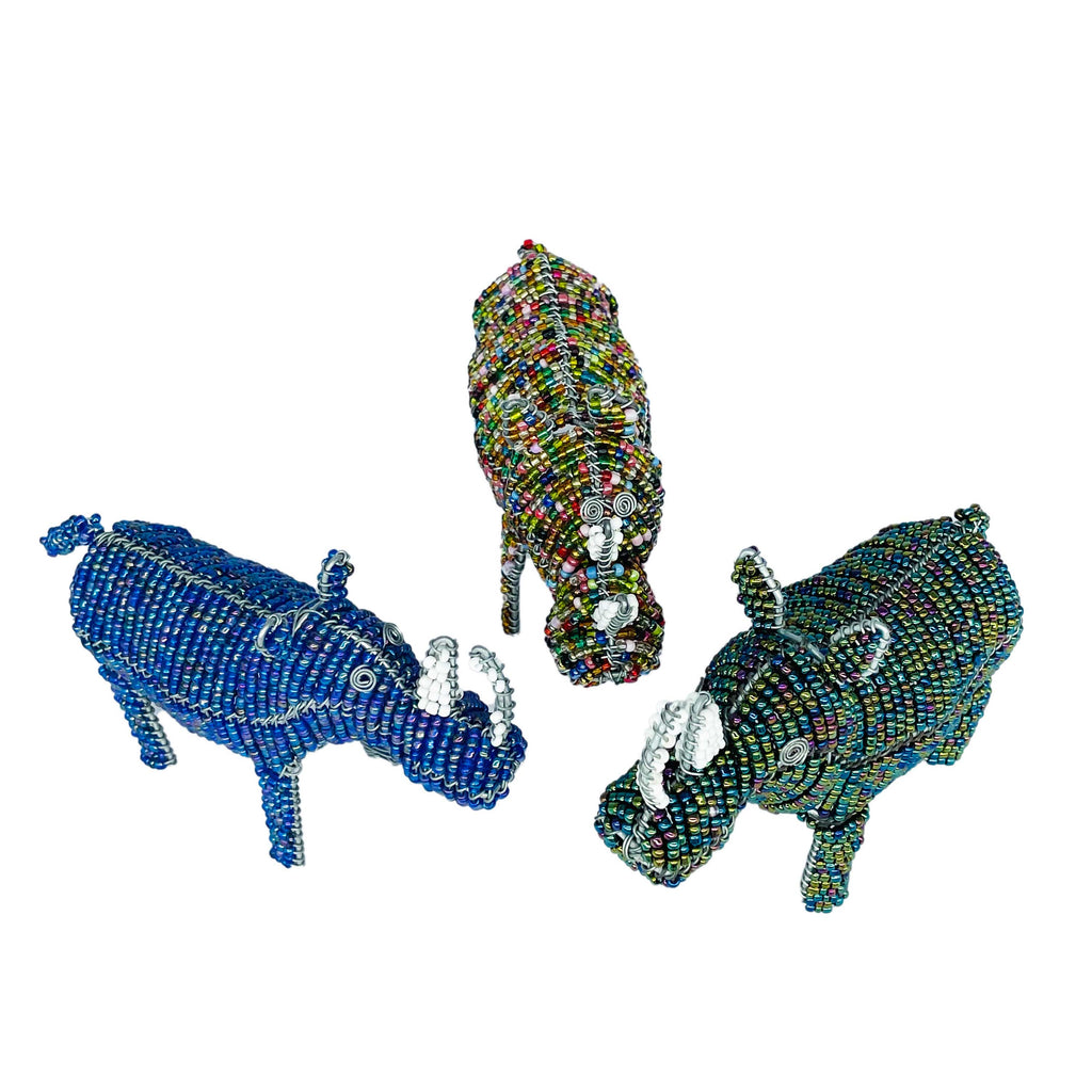 Beaded Rhino Ornaments