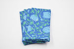 Napkins sets of 4, blues & reds