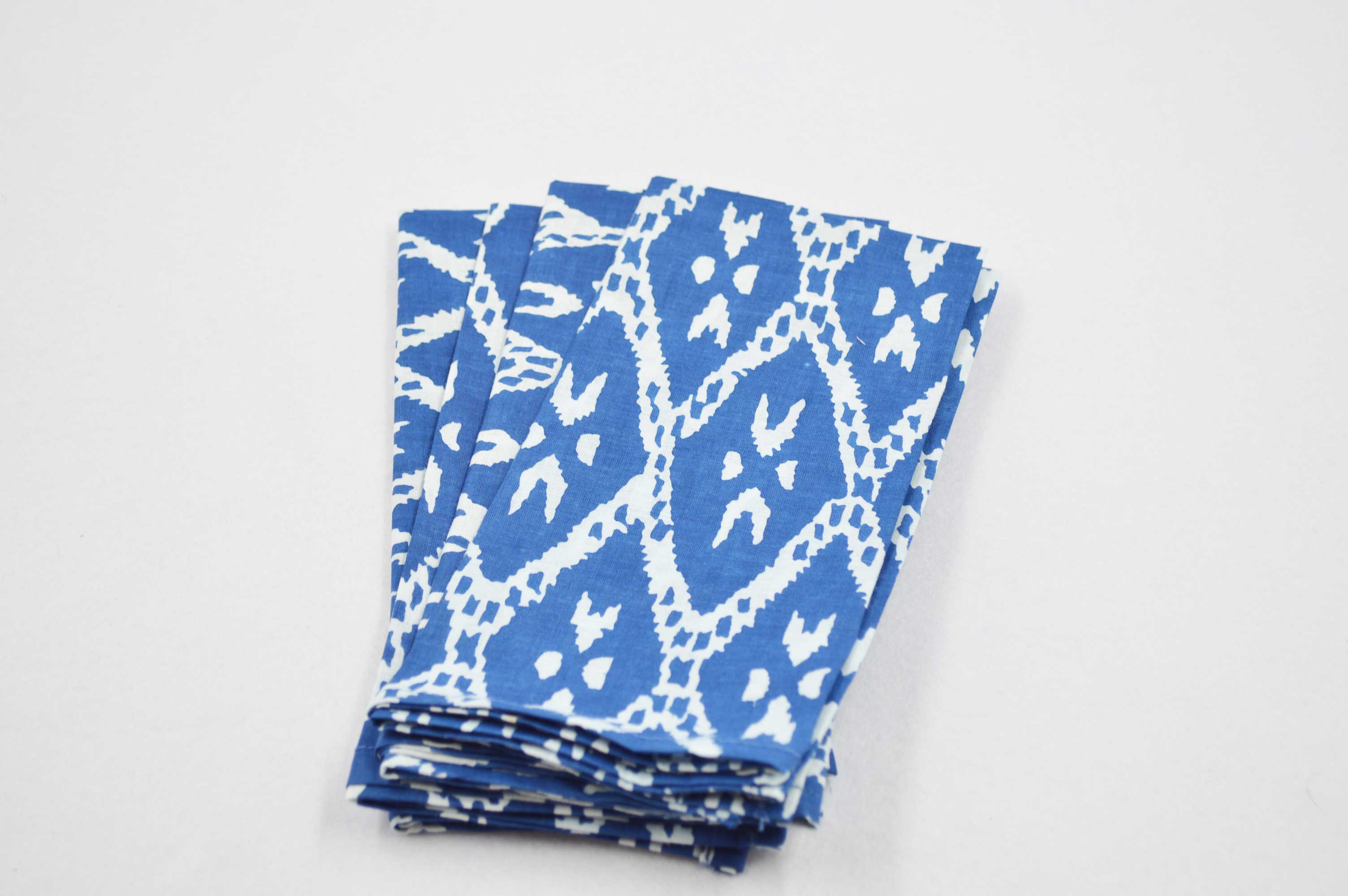 Napkins sets of 4, blues & reds