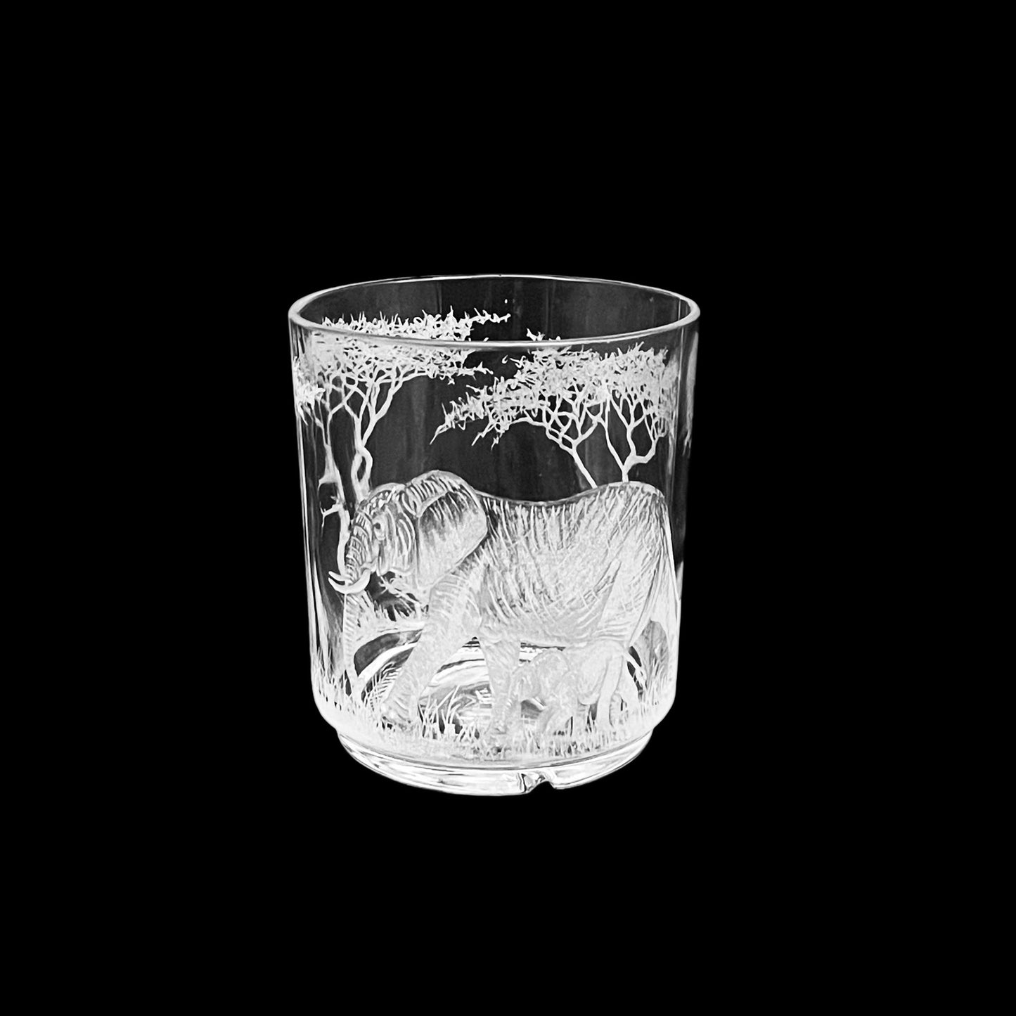 Large Candle Holder, Engraved with Elephant