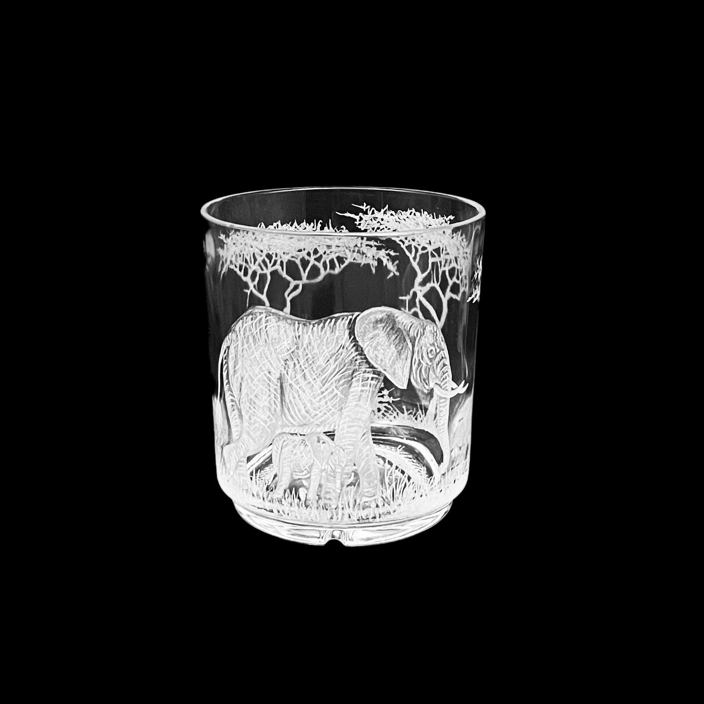 Large Candle Holder, Engraved with Elephant