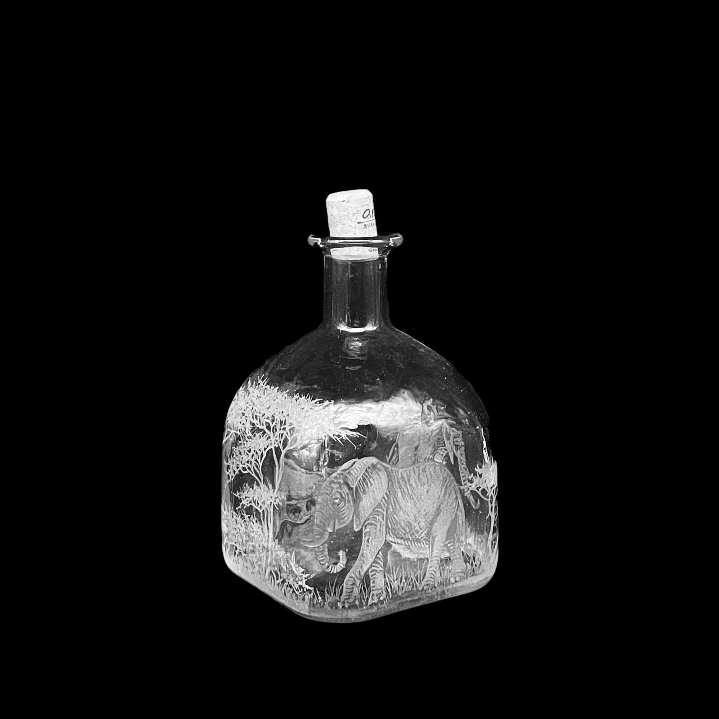 PAIR of Bottles, Engraved with Elephant