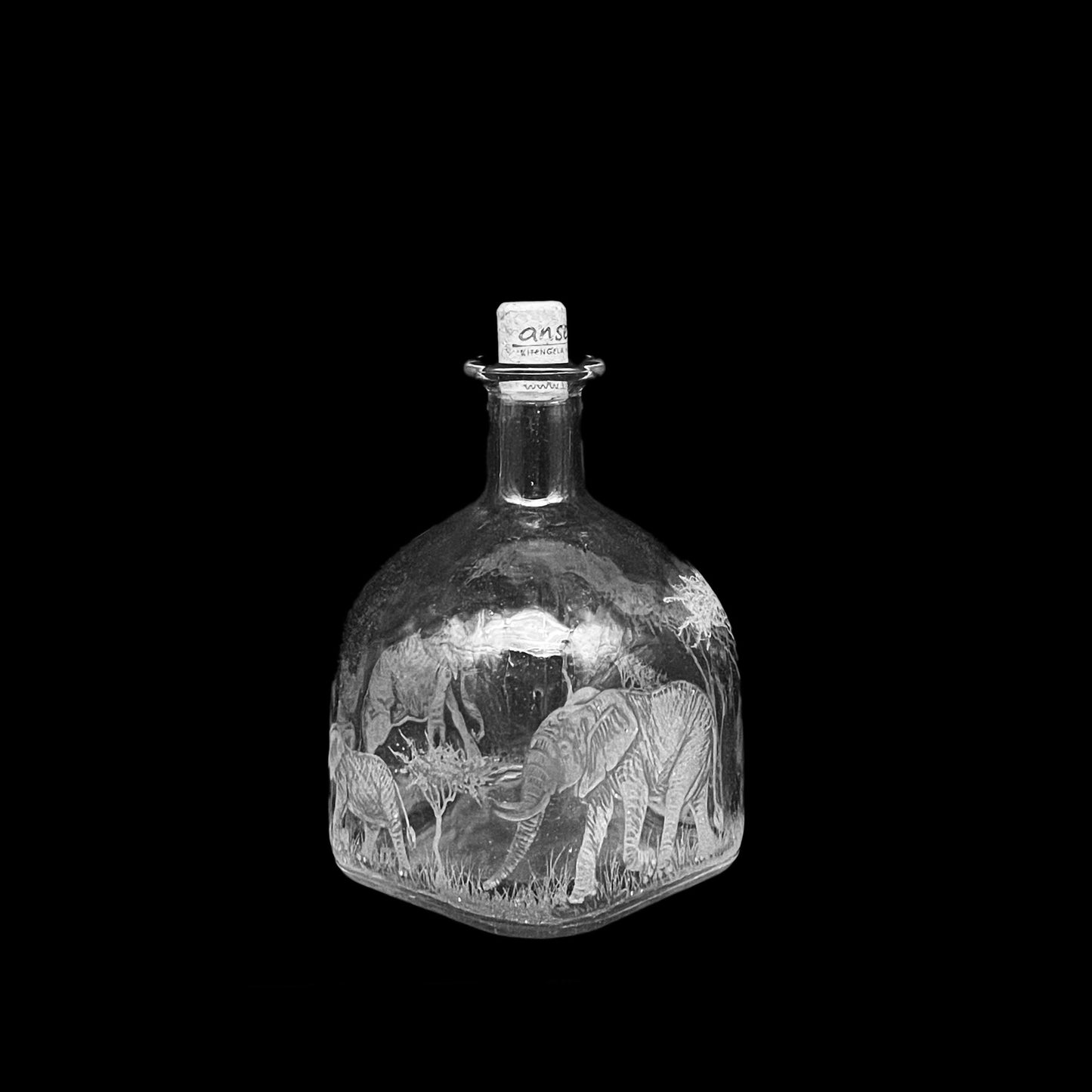 PAIR of Bottles, Engraved with Elephant