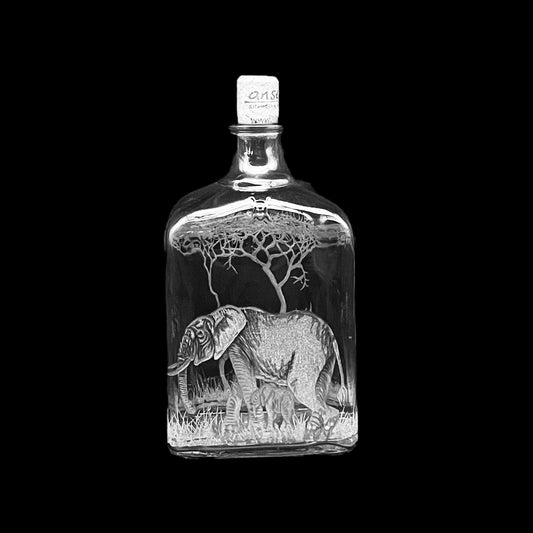 Bottles, Engraved with Elephant