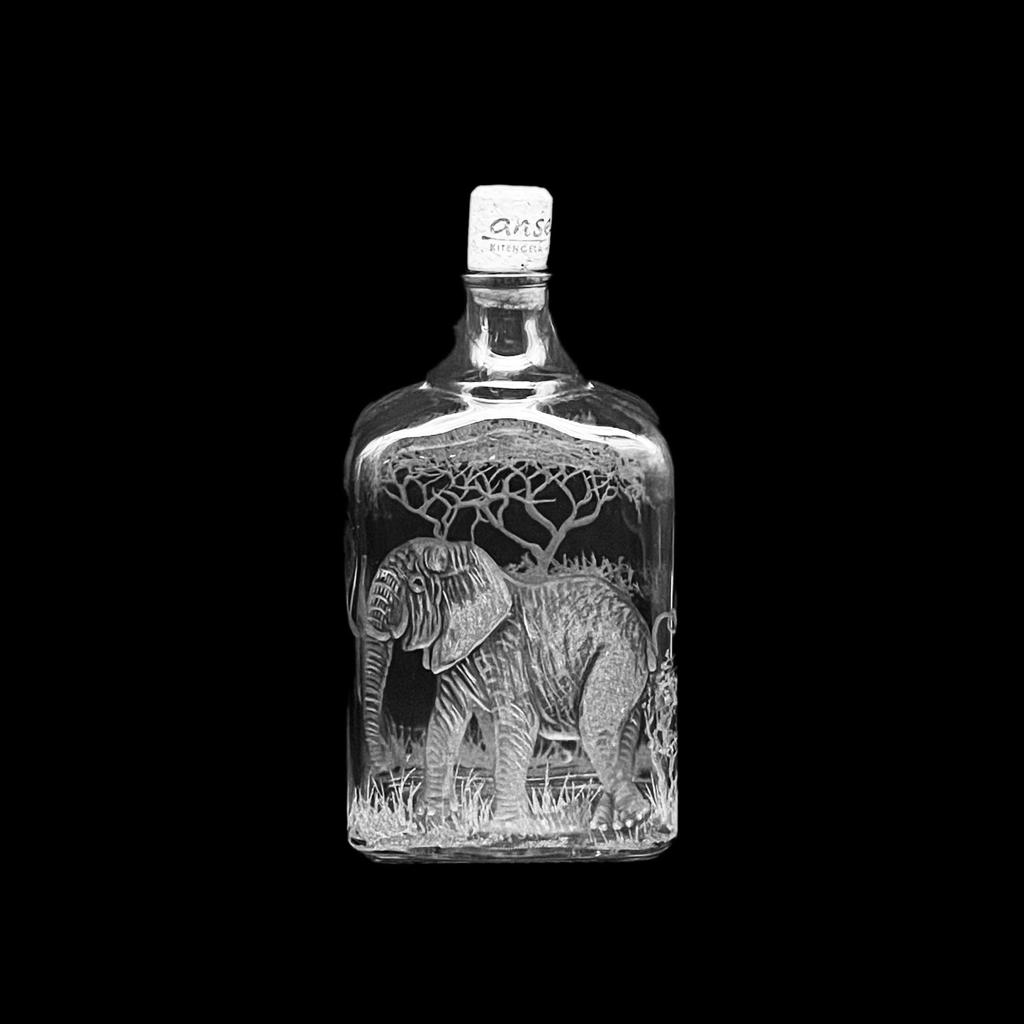 Bottles, Engraved with Elephant