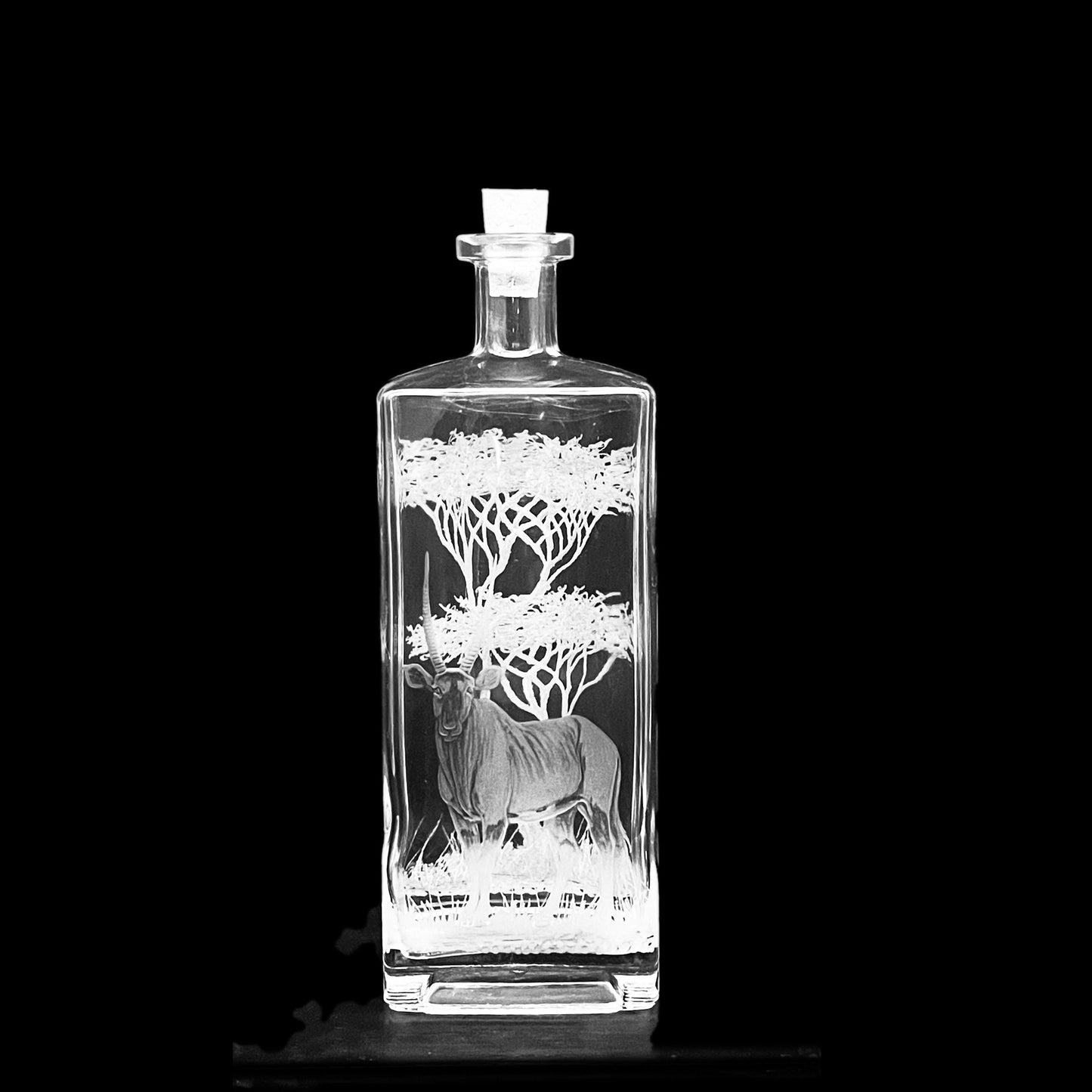 PAIR of Bottles, Engraved with Antelope