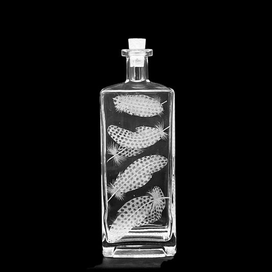 Bottle, Engraved with Guinea Fowl Feathers