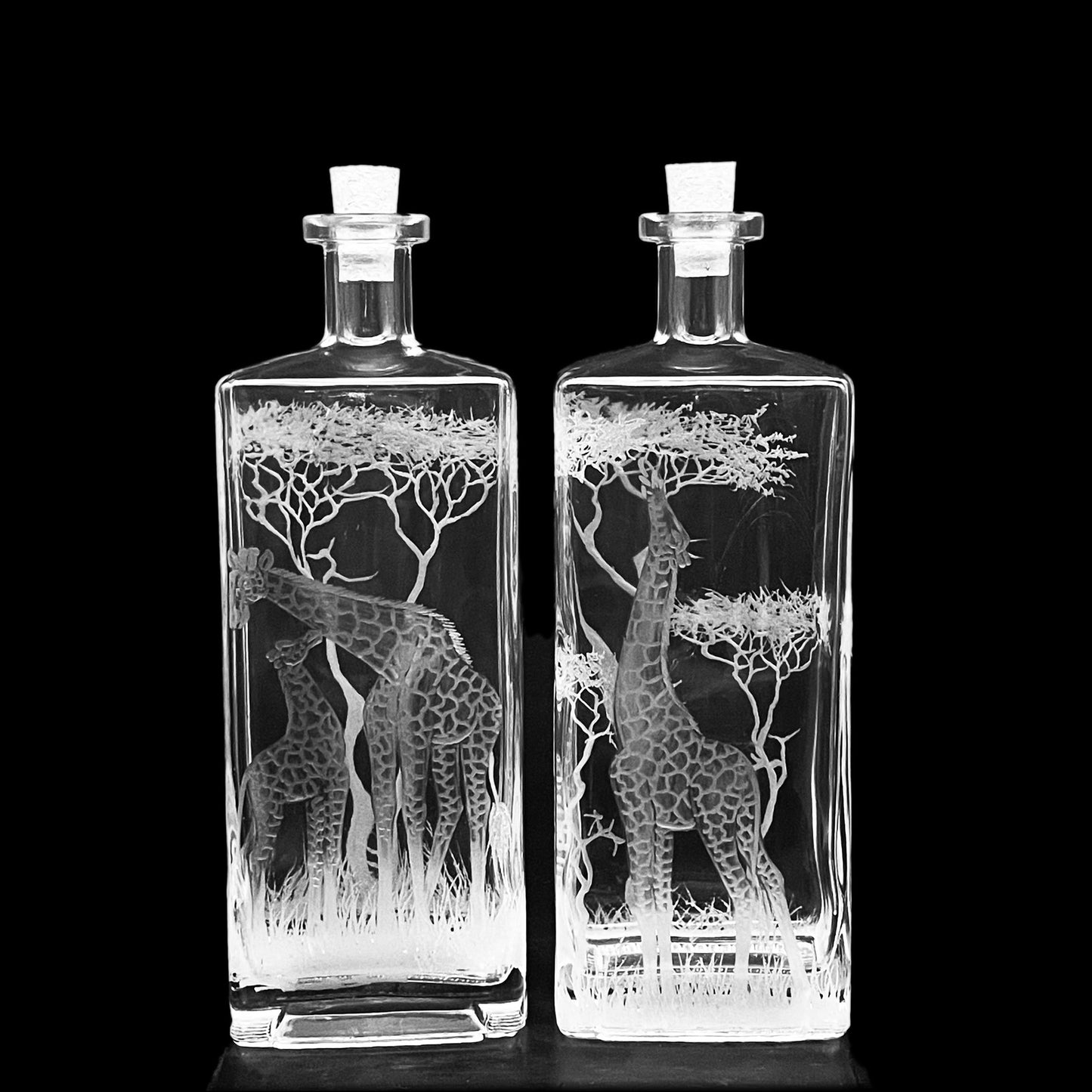 Bottles, Engraved with Giraffe