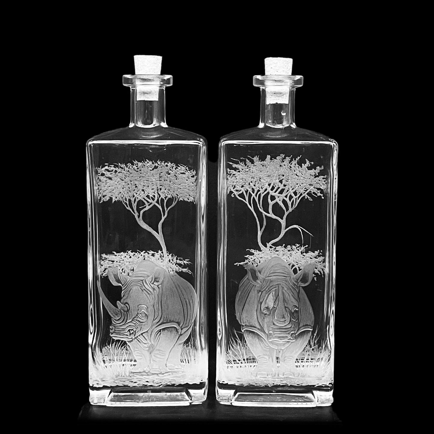Bottles, Engraved with Rhino