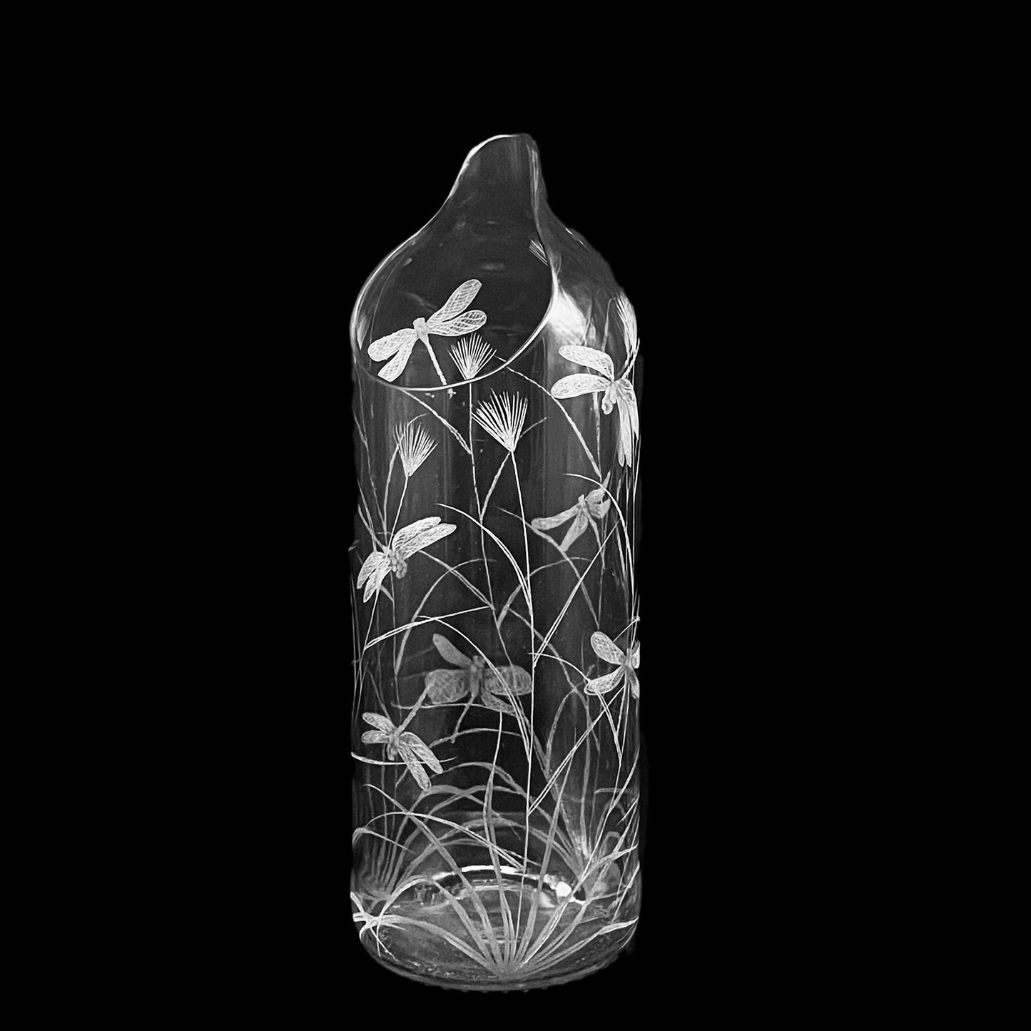 Hand Engraved Large Clear Bottle Jugs with Dagon Fly