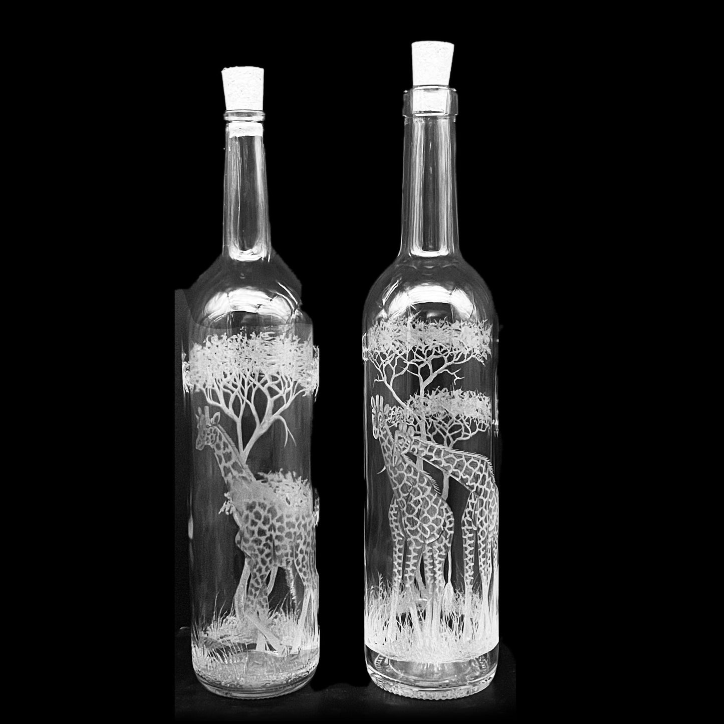Bottles, Engraved with Giraffe