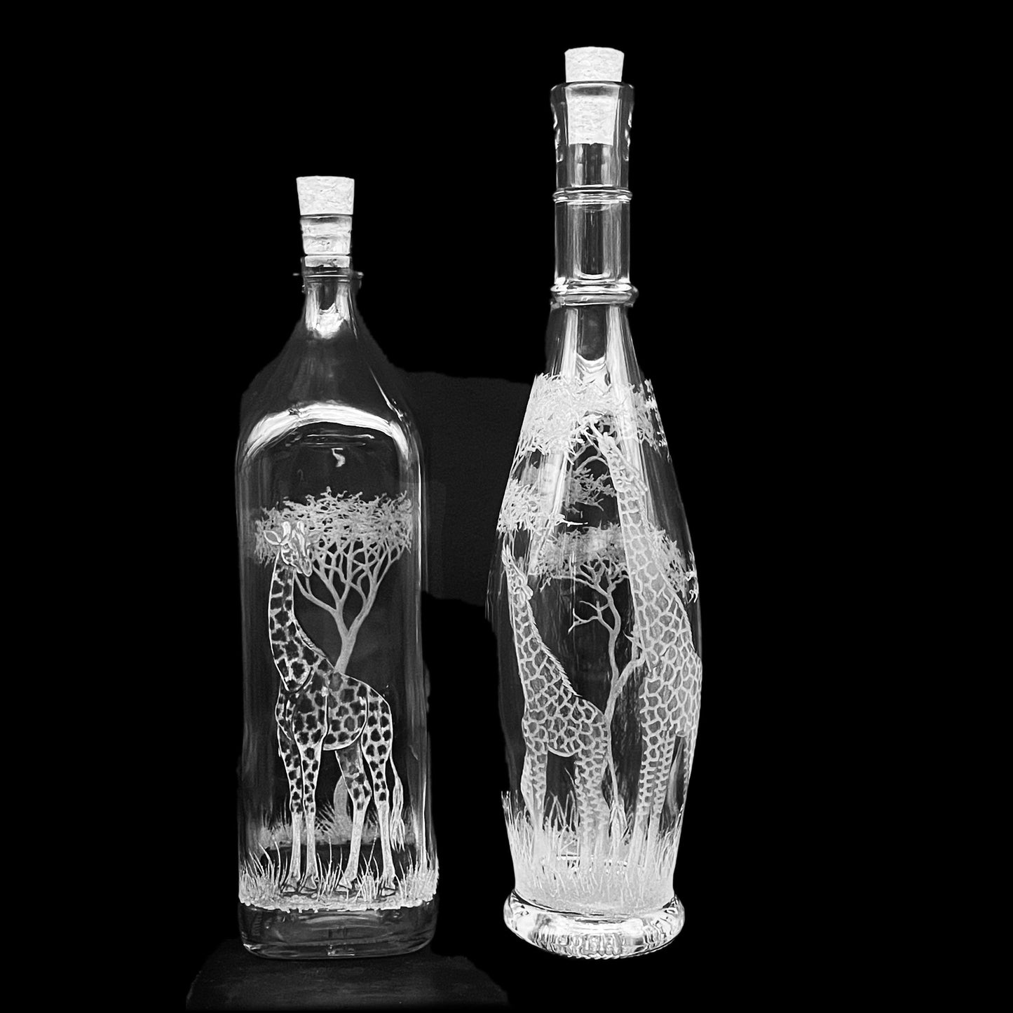 Bottles, Engraved with  Giraffe