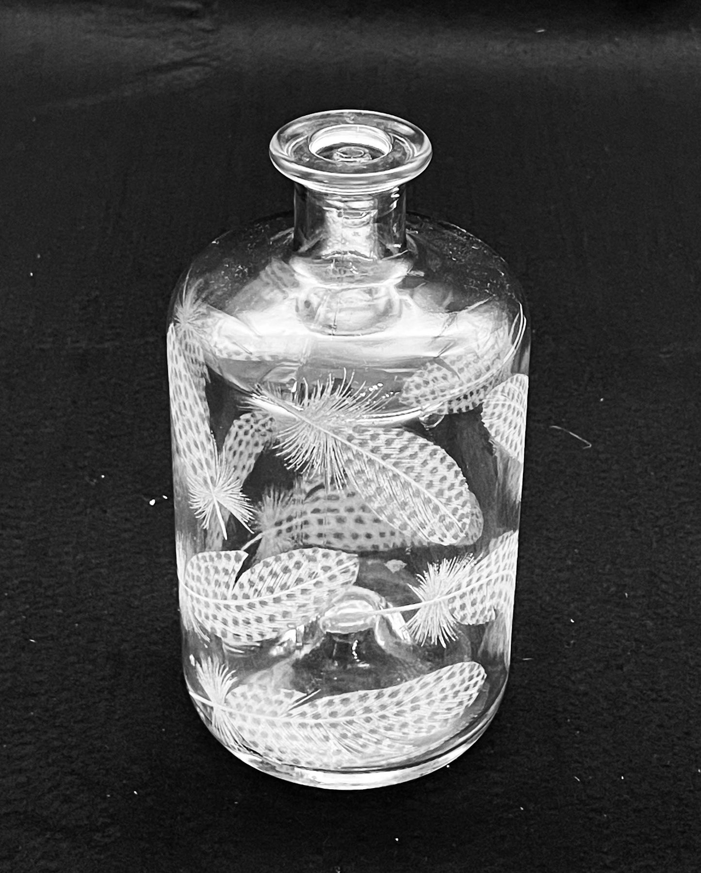 Bottles, Engraved with Guinea Fowl Feathers