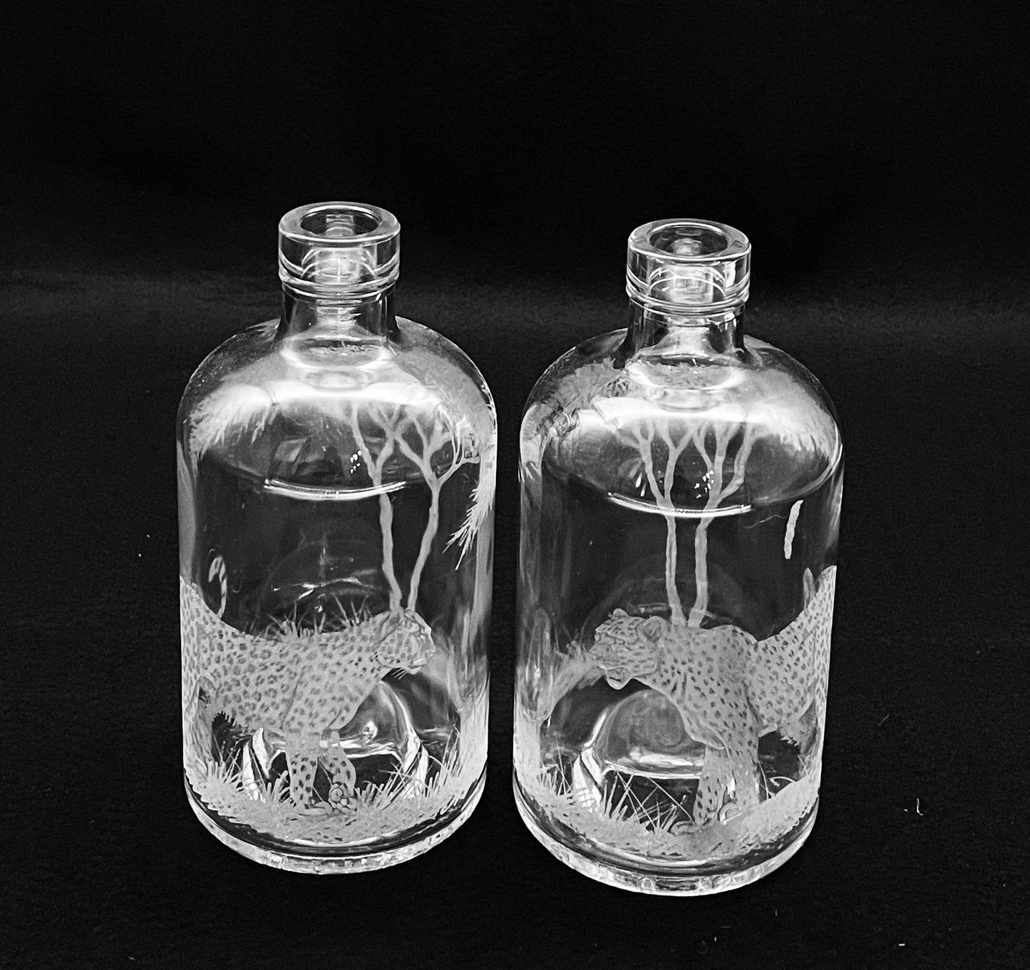 Bottles, Engraved with Pair of Leopard
