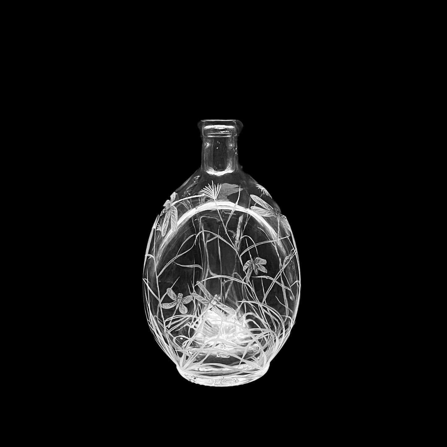 Dimple Bottles, Engraved with Dragon Fly