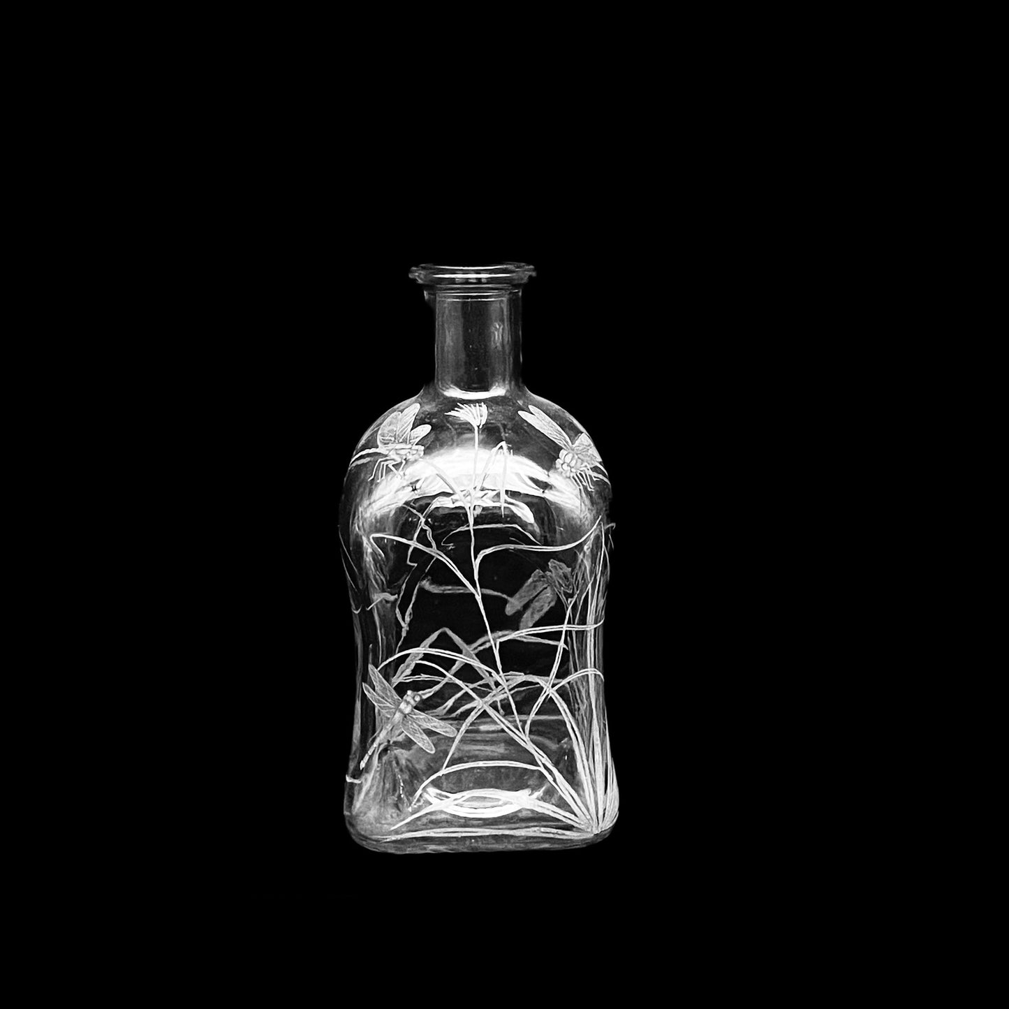 Dimple Bottles, Engraved with Dragon Fly
