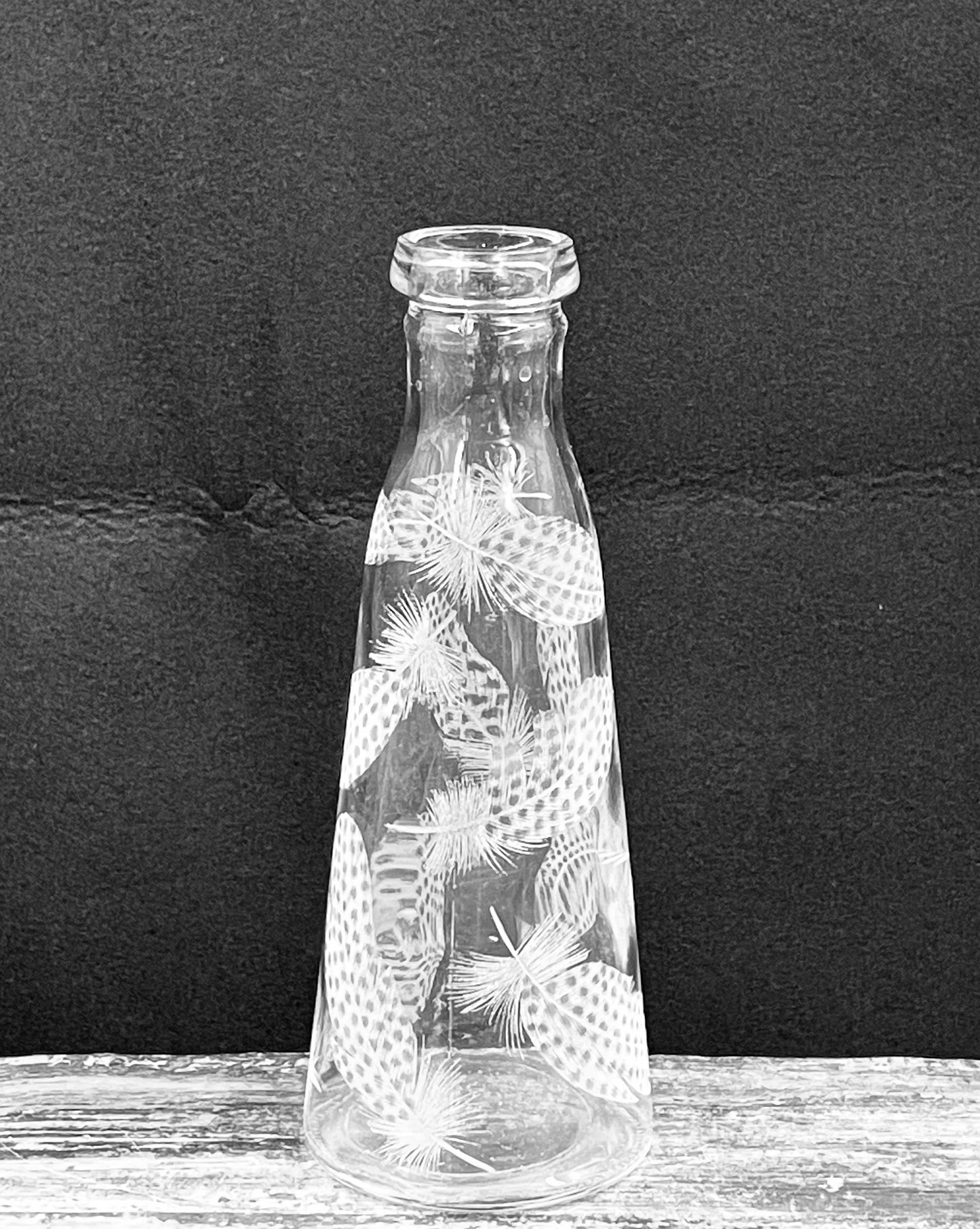 Bottles, Engraved with Guinea Fowl Feathers