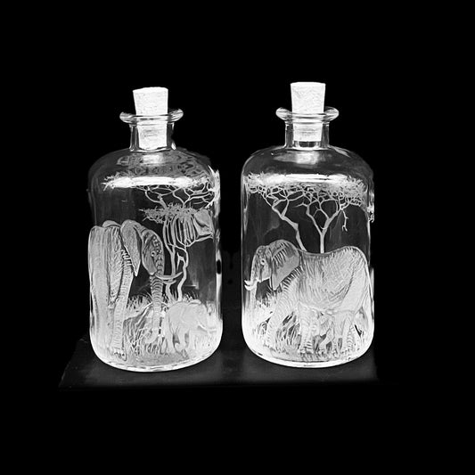 Bottles, Engraved with Elephant