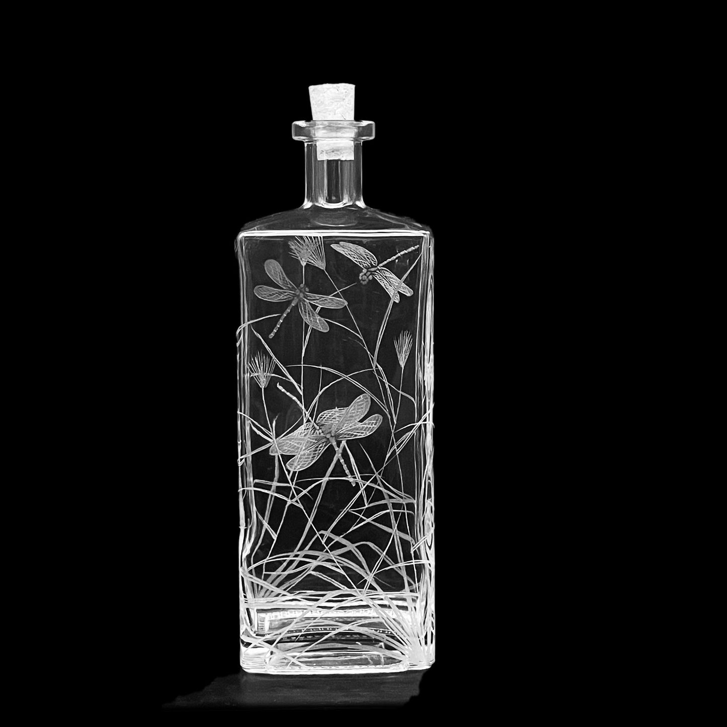 Bottles, Engraved with Dragonfly PAIR