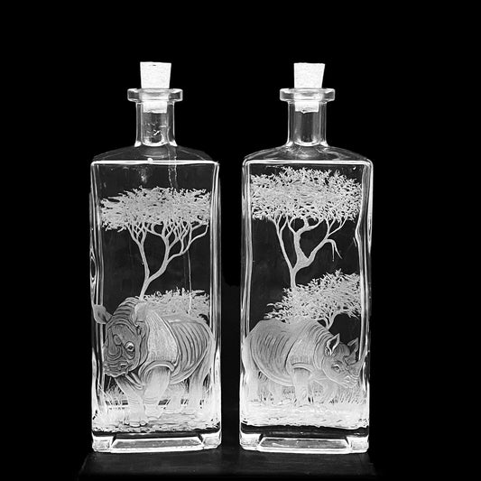 Bottles, Engraved with Rhino