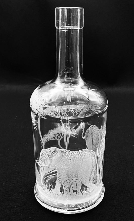 Bottle, Engraved with TWO Elephant