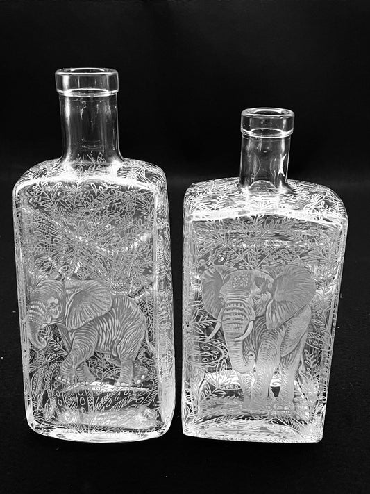 Bottles, Engraved with Hidden Elephant