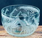 Small Glass Bowl, Engraved with Giraffe