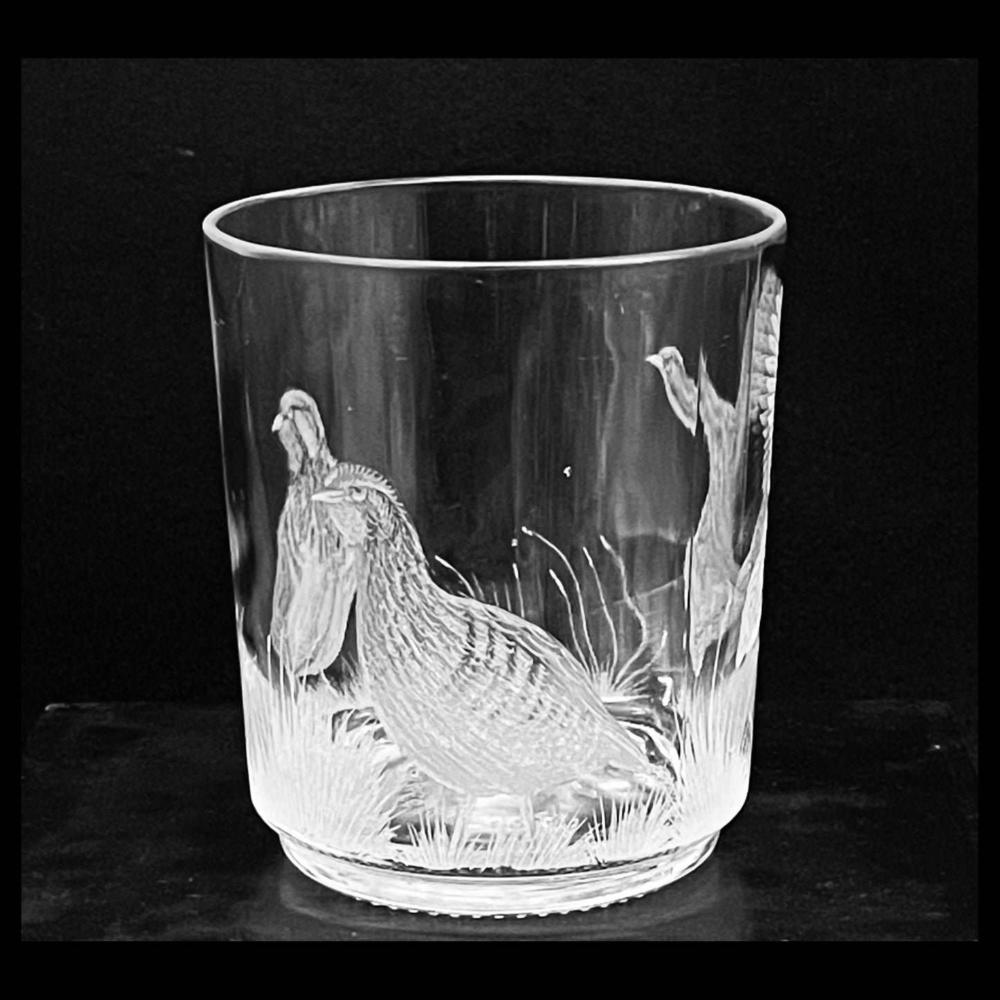 Candle Holder, Engraved with Partridge & Pheasant