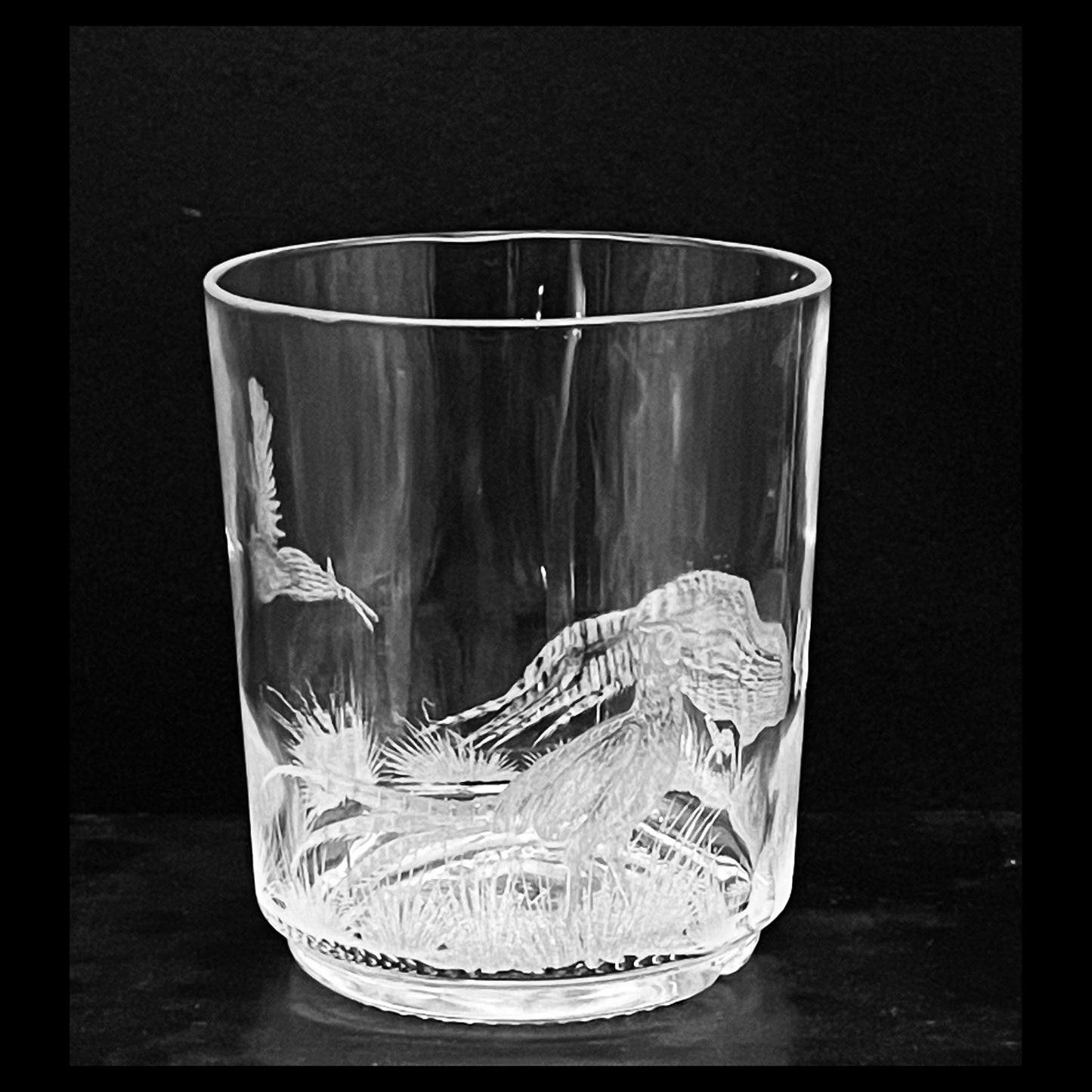 Candle Holder, Engraved with Partridge & Pheasant
