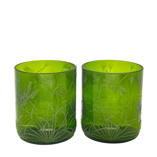 Candle Holder, Engraved with Dragonfly