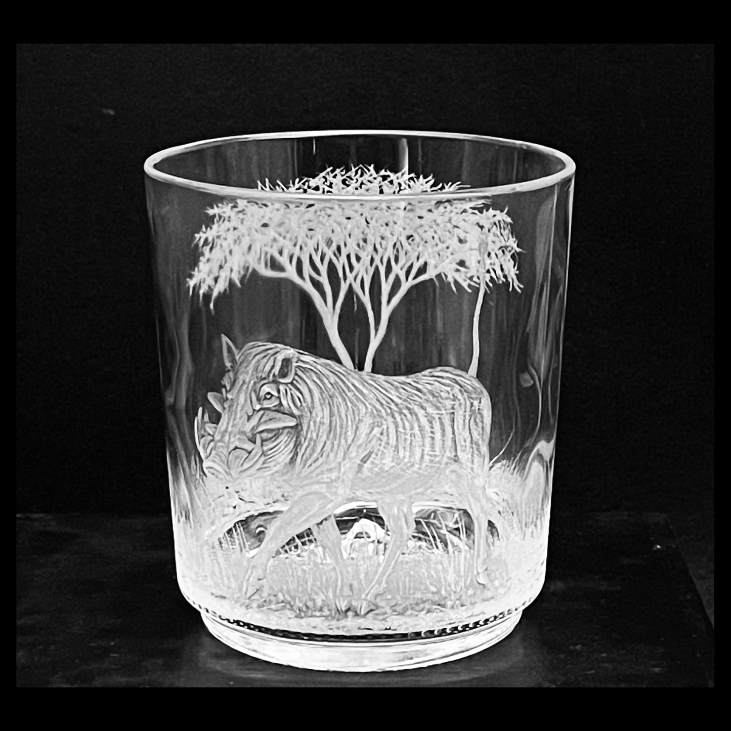 Candle Holder Pair Engraved with Warthog