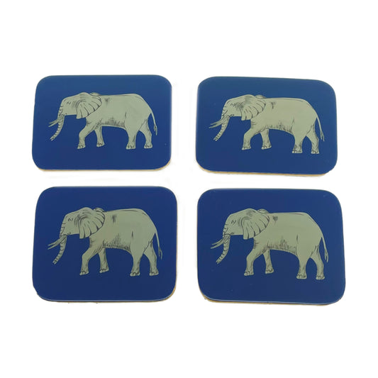 Rectangular Coasters, Elephant on Blue