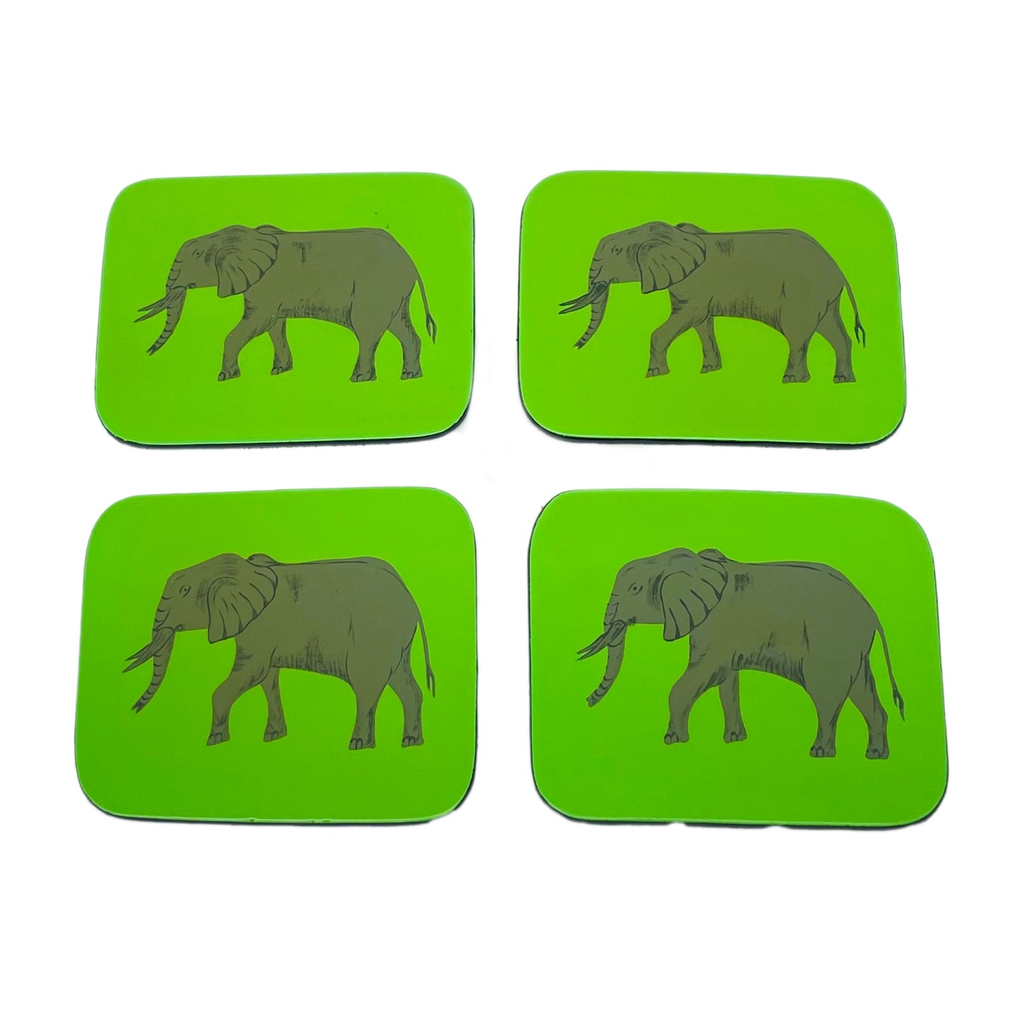 Rectangular Coasters, Elephant on Green
