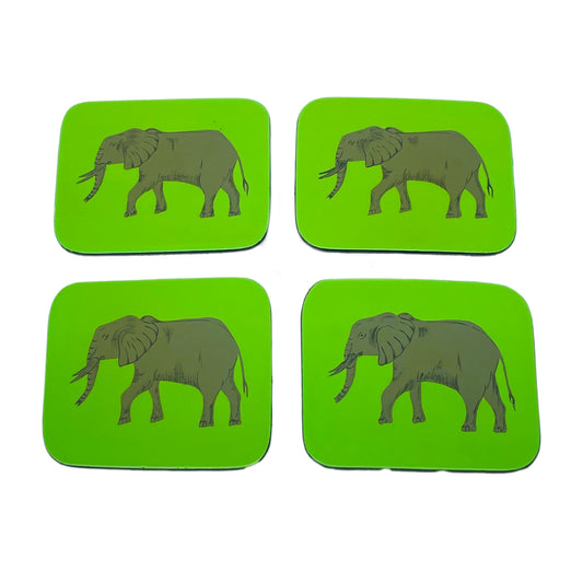 Rectangular Coasters, Elephant on Green