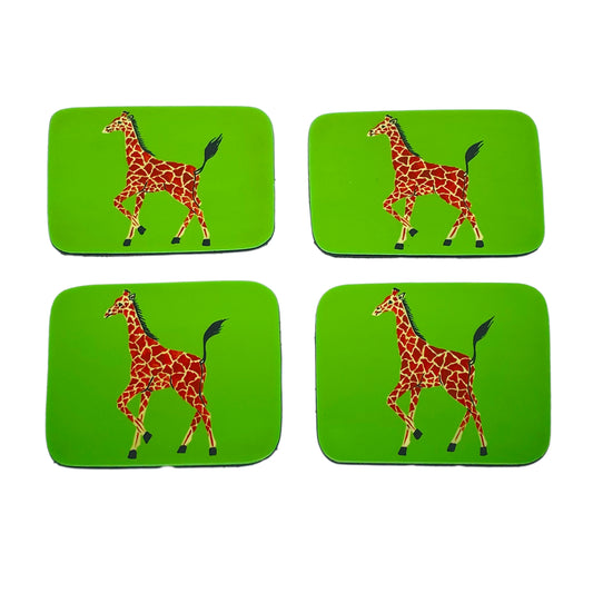 Rectangular Coasters, Giraffe on Green
