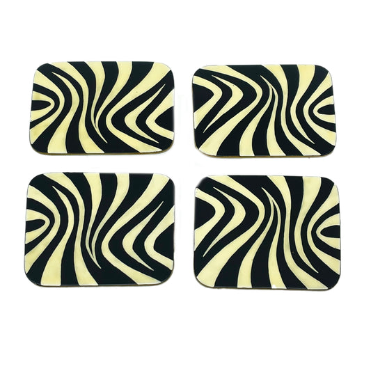 Rectangular Coasters, Black & White Zebra Stripes