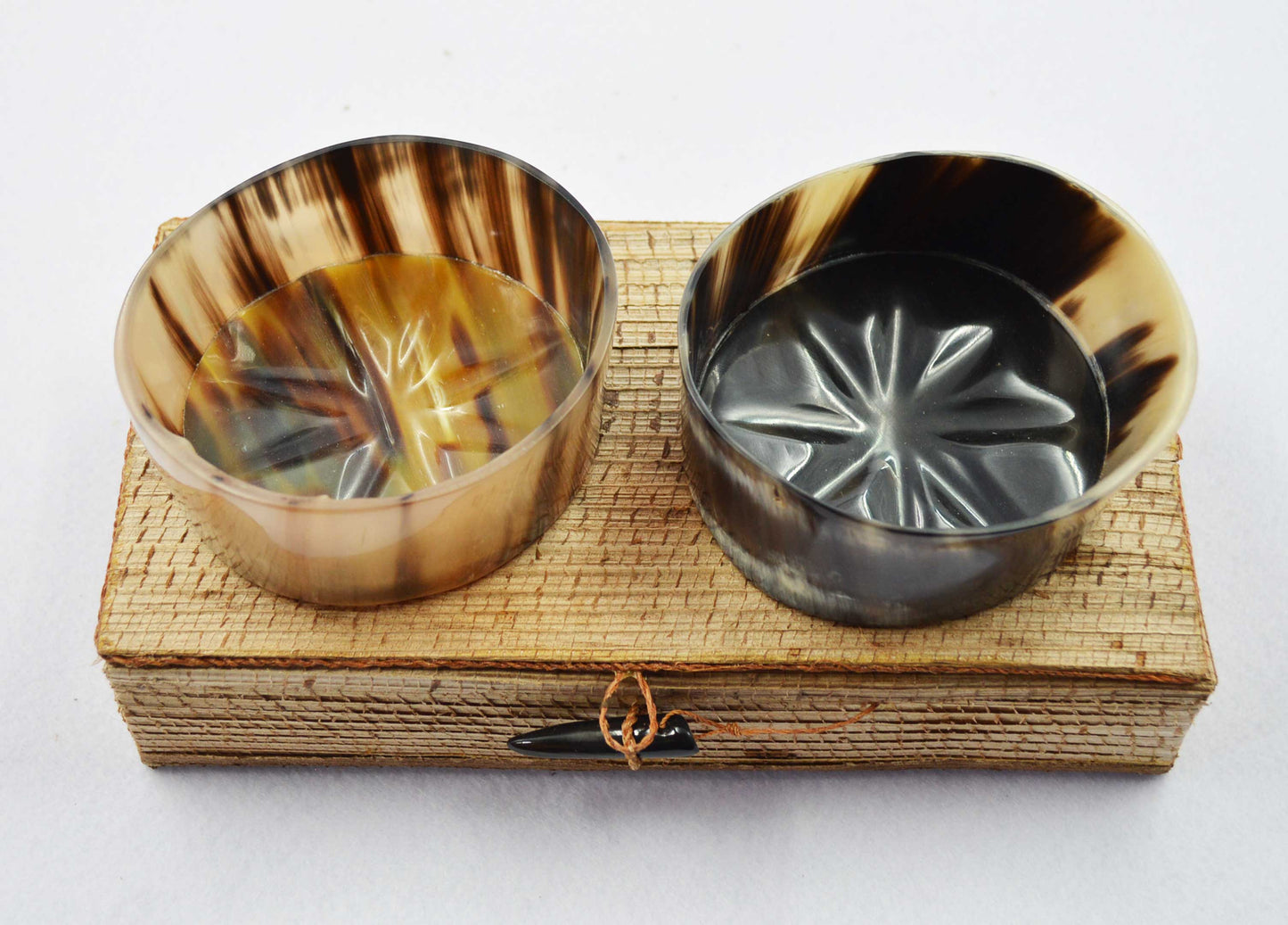 Ankole Cow Horn Bottle Coasters Boxed Pair or Individual