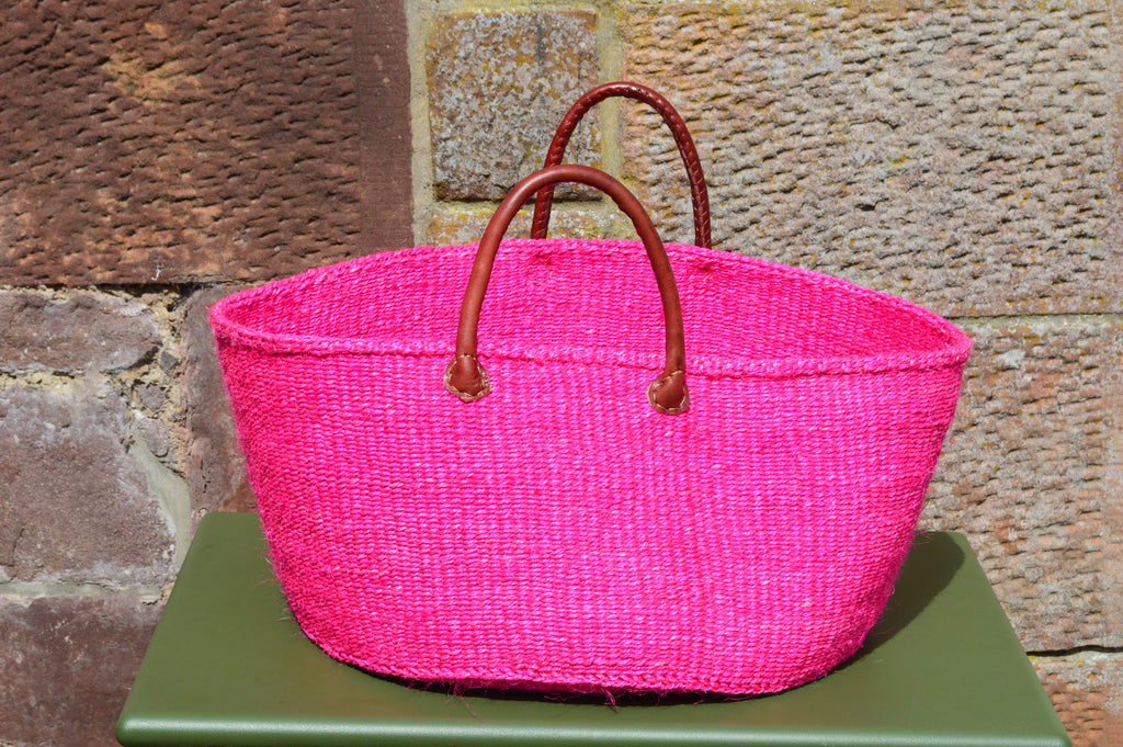 Wide Sisal Basket XL Neon Pink