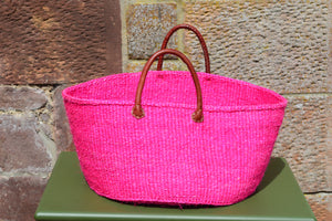 Wide Sisal Basket XL Neon Pink