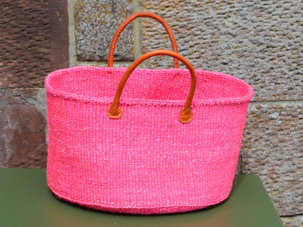 Wide Sisal Basket XL Bright Pink