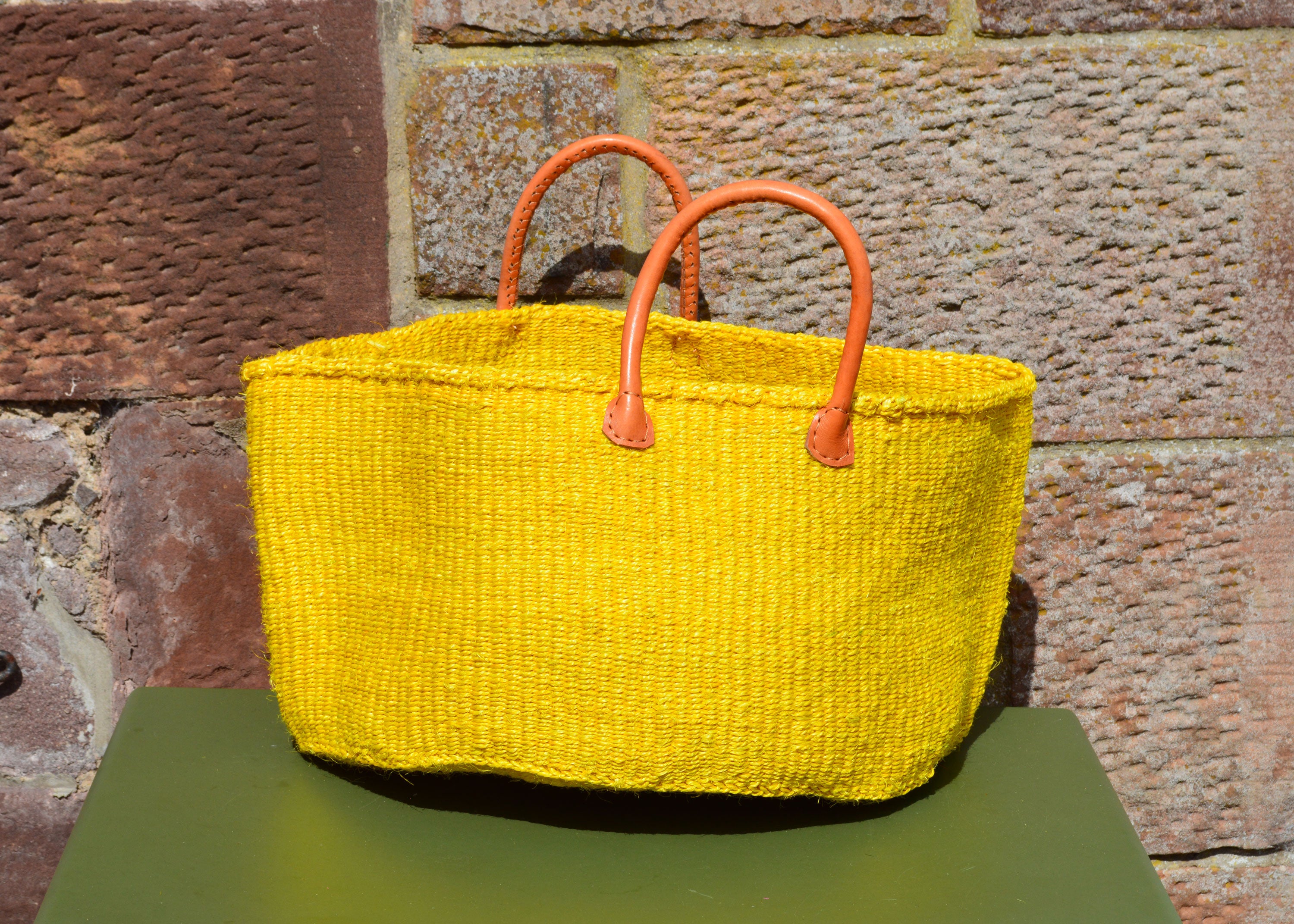 Wide Sisal Basket XL Canary Yellow