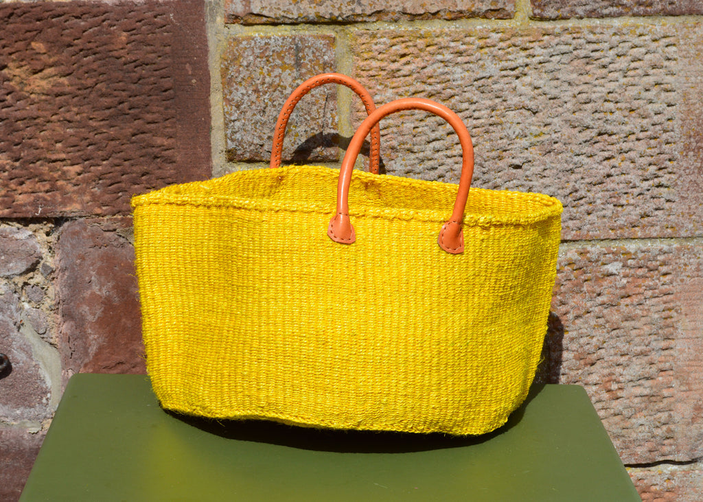 Wide Sisal Basket XL Canary Yellow