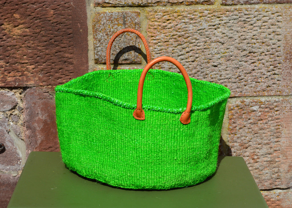 Wide Sisal Basket XL Lime Green