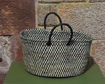 Wide Sisal Basket XL Natural with Black Cross Check
