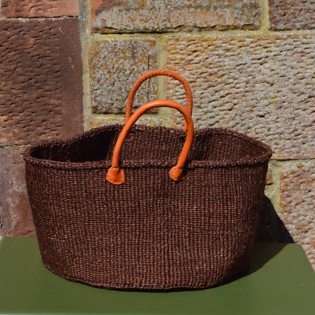 Wide Sisal Basket XL Chocolate Brown