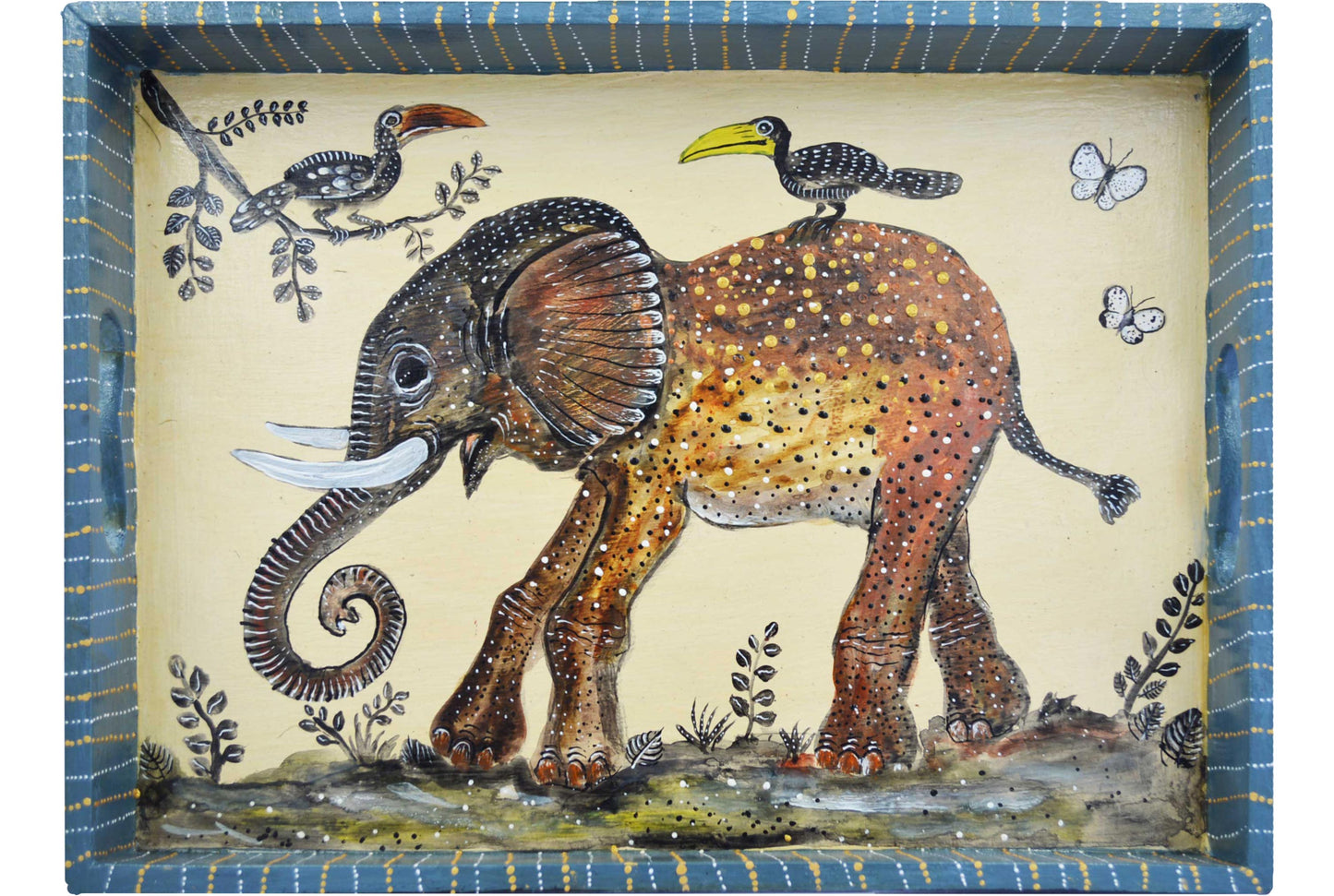 Naive Art Tray - Large -Elephant
