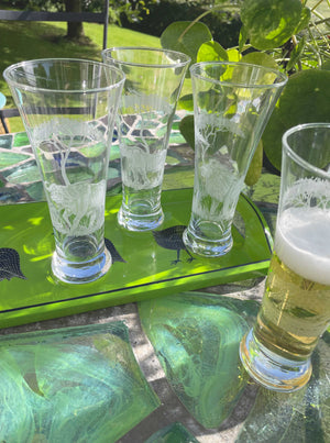 Beer Glasses, Engraved with African Animals