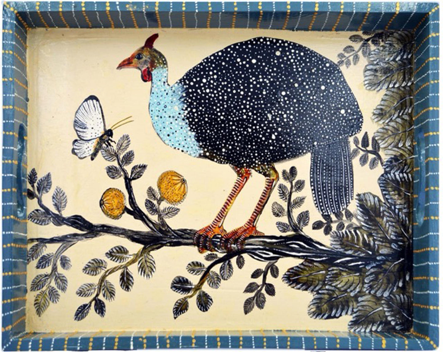 Naive Art Tray - Large - Guinea Fowl